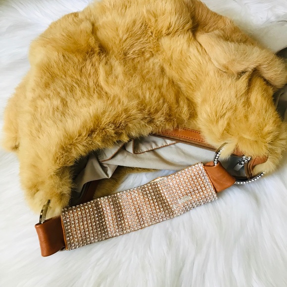 DX Touch Sheepskin with Rhinestones Hobo Bag - Picture 1 of 8